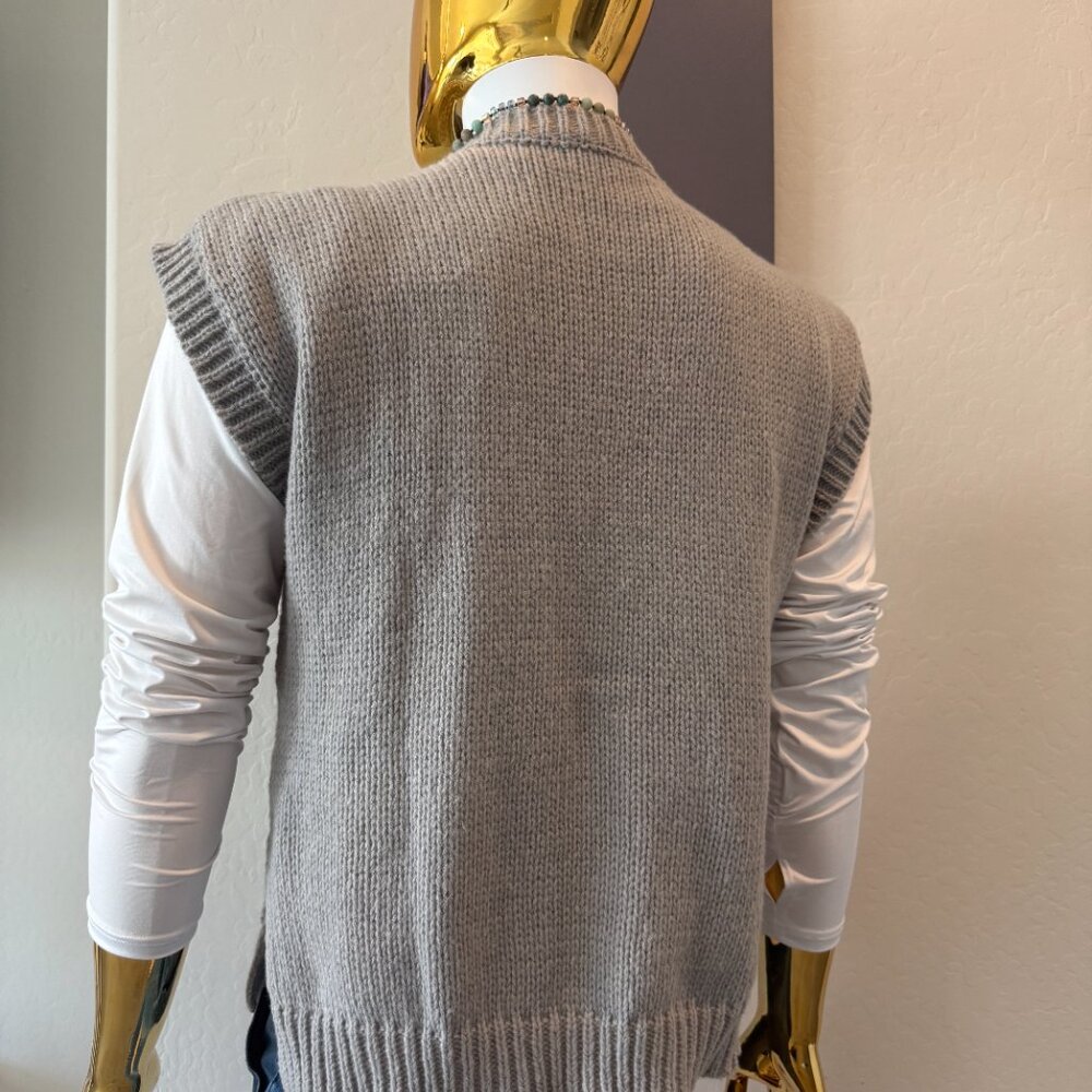 Soft Grey Roped Sweater Vest - Picture 5 of 8